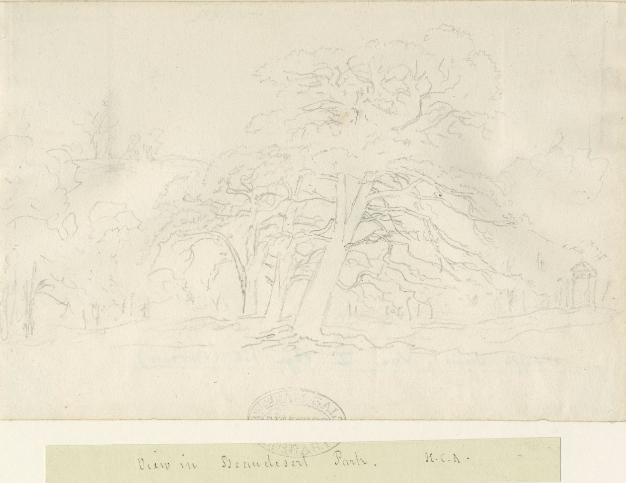 Beaudesert Park: blyertsteckning, nd [1788-1855] av Henry Curzon Allport