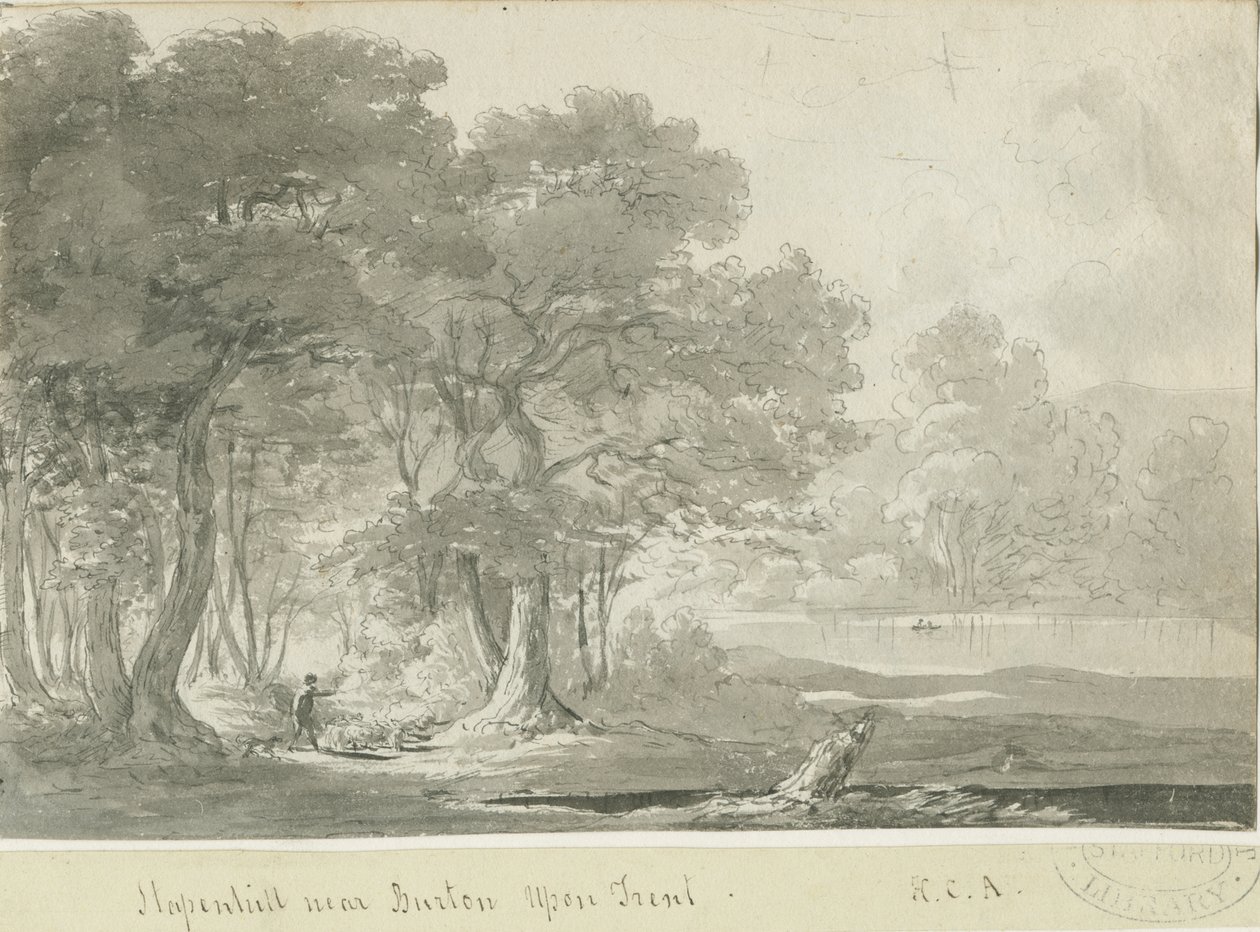 Burton-uponTrent - Stapenhill: sepiateckning, nd [1788-1855] (ritning) av Henry Curzon Allport