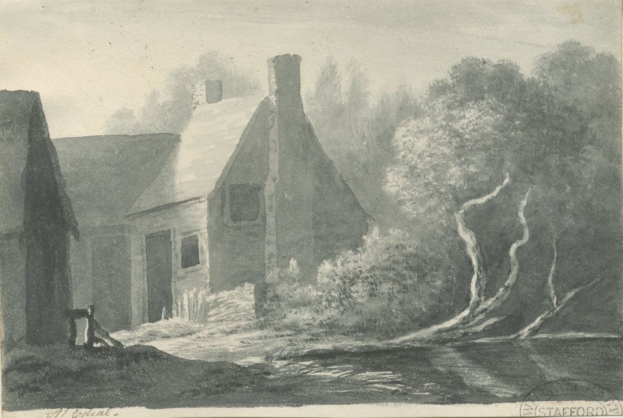 Lichfield - Edial: sepia tvättteckning, nd [1788-1855] (ritning) av Henry Curzon Allport