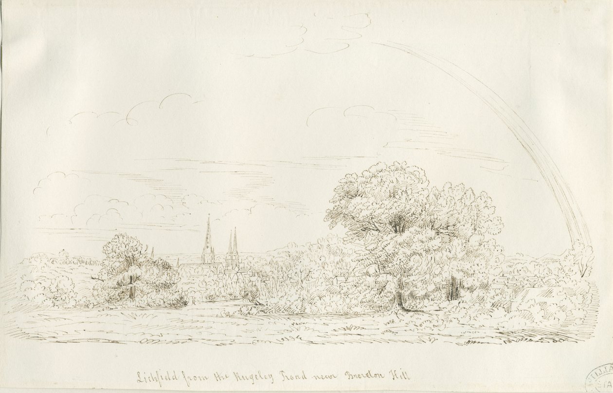 Lichfield - North View (avlägsen): pennteckning, nd [1788-1855] (ritning) av Henry Curzon Allport
