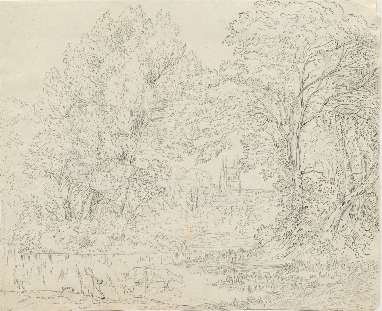 Tamworth - Rural View: penn- och bläckteckning, nd [1788-1855] av Henry Curzon Allport