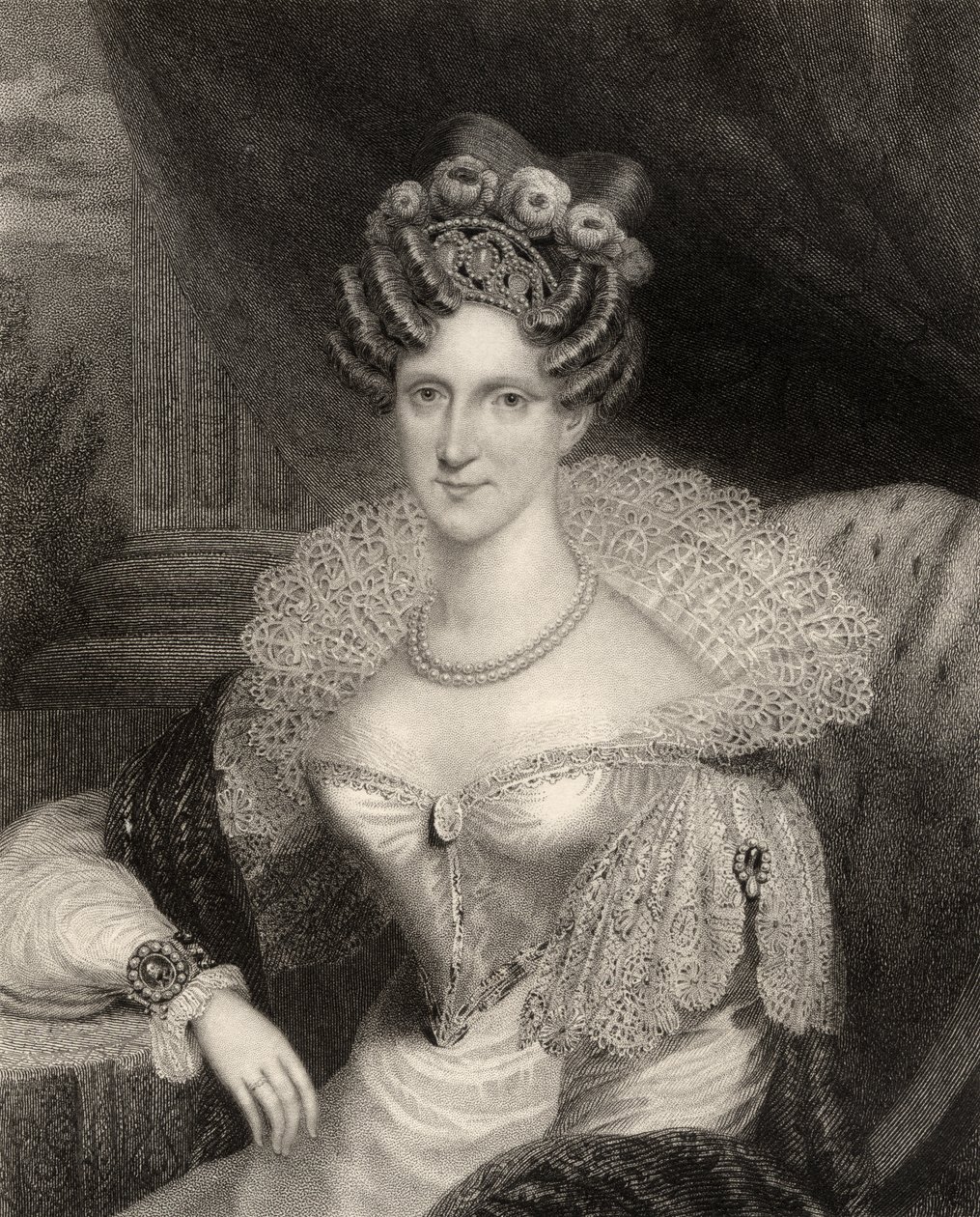 Prinsessan Adelaide av Saxe-Coburg Meiningen, graverad av H.R. Cook (fl.1813-47), från 