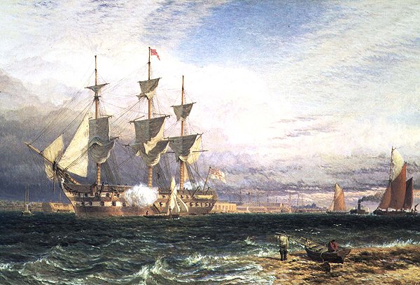 Sheerness, ön Sheppey, vakttjänst som saluterar av Henry Dawson