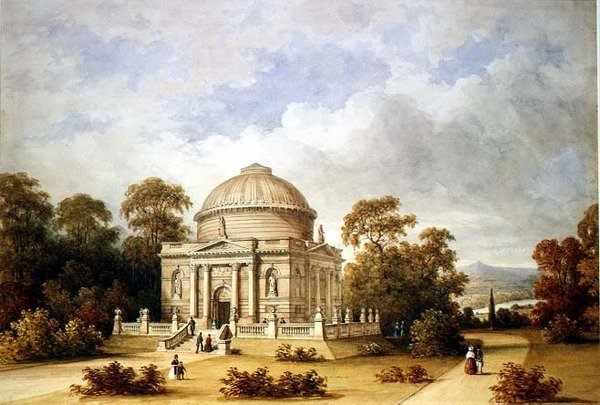 En design för Hamilton Mausoleum (akvarell) av Henry Edmund Goodridge