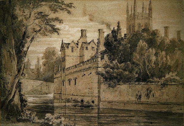 Magdalen College - En utsikt över Cherwell med utsikt mot bron (penna och akvarell på papper) av Henry Edridge