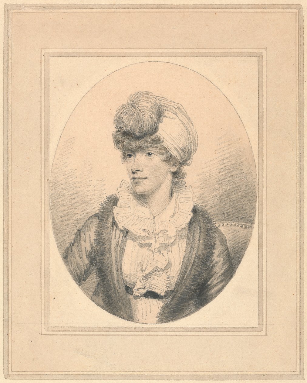 Porträtt av en ung dam i en turban av Henry Edridge