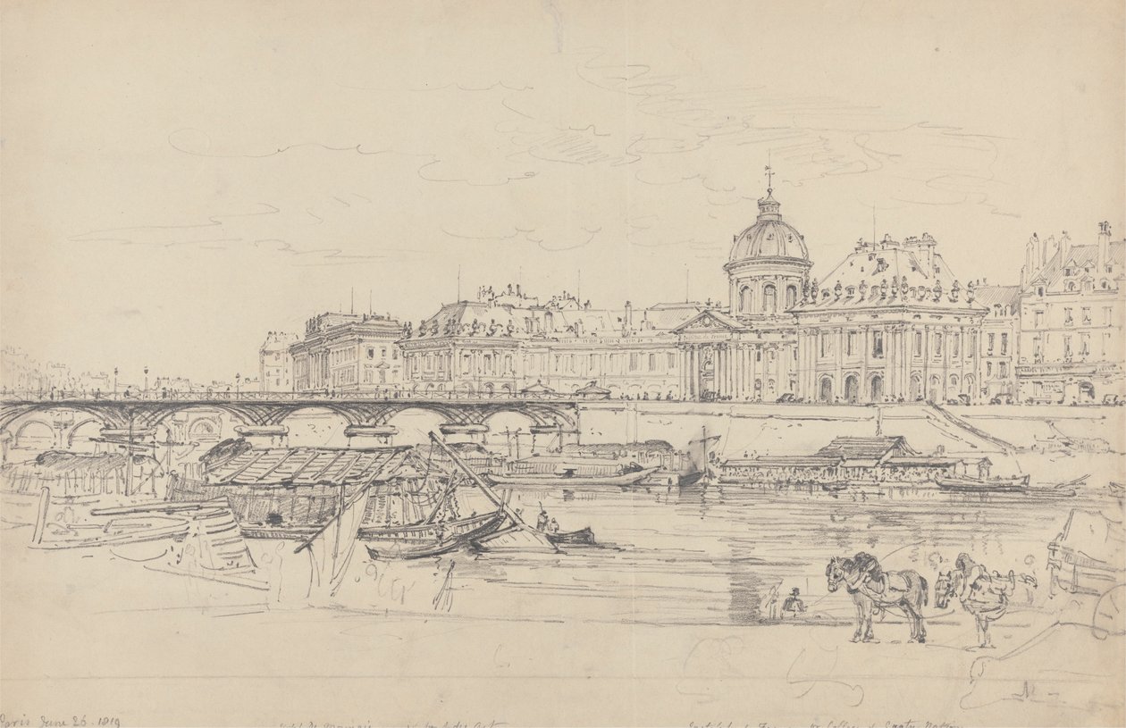 Myntverket, Pont des Arts och Institut de France, Paris av Henry Edridge