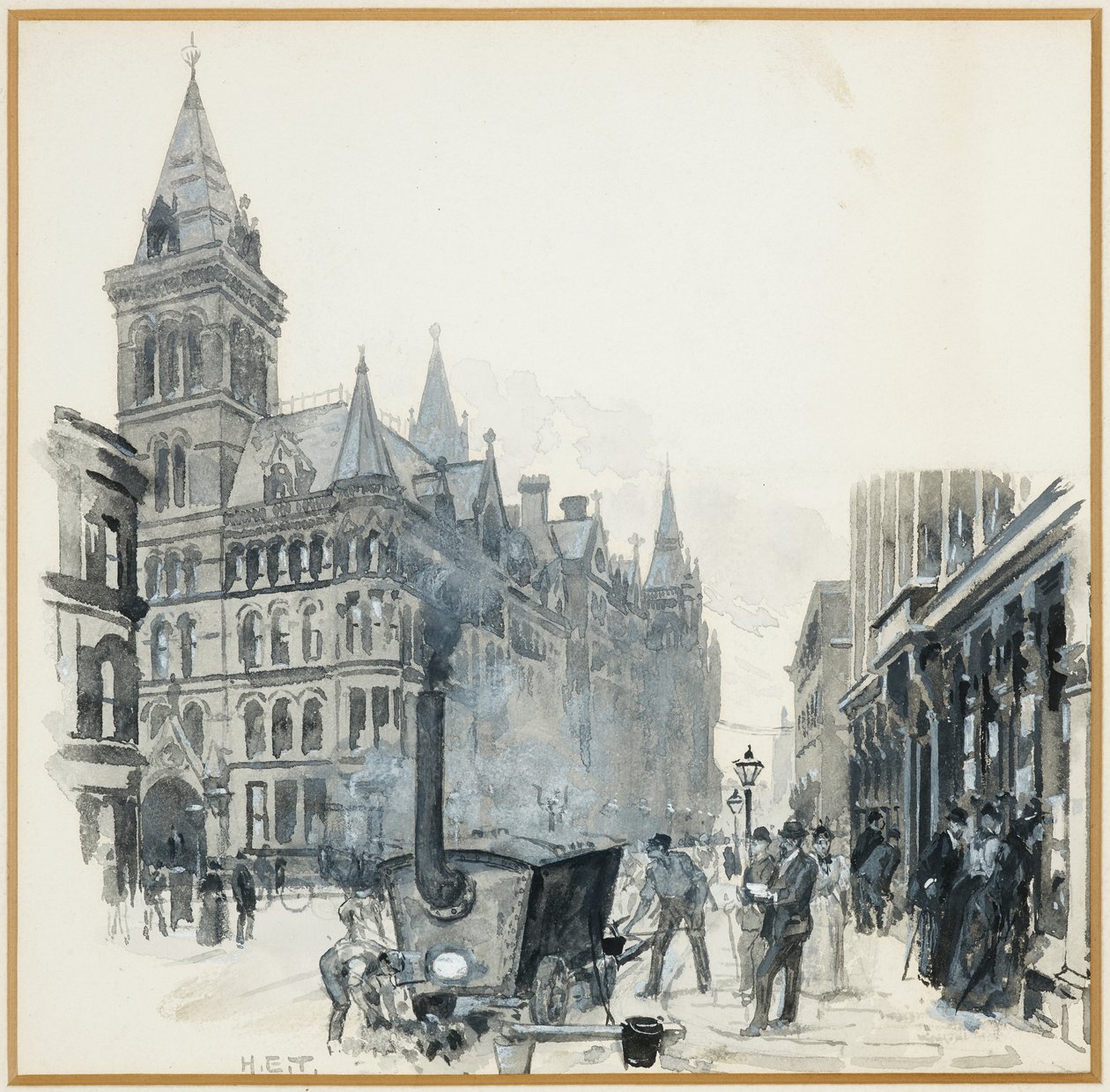 Corporation Road Making, Princess Street och Town Hall av Henry Edward Tidmarsh