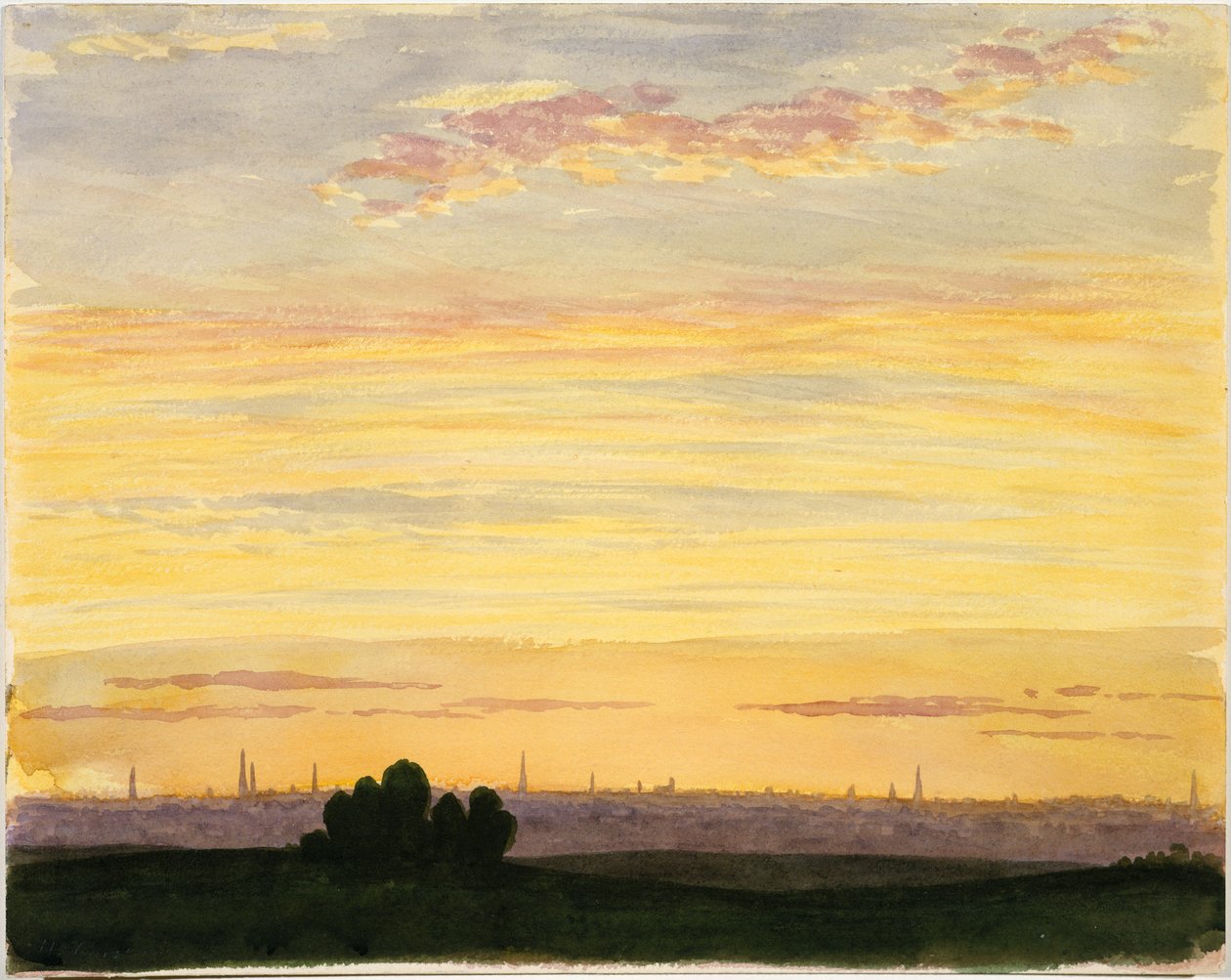 Staden och solnedgången av Henry Farrer