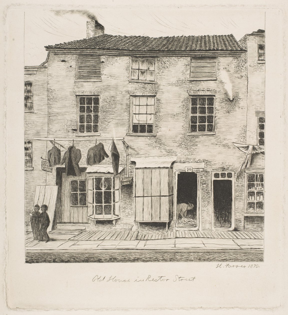 Gammalt hus på Rector Street, ur "Scener från det gamla New York" av Henry Farrer