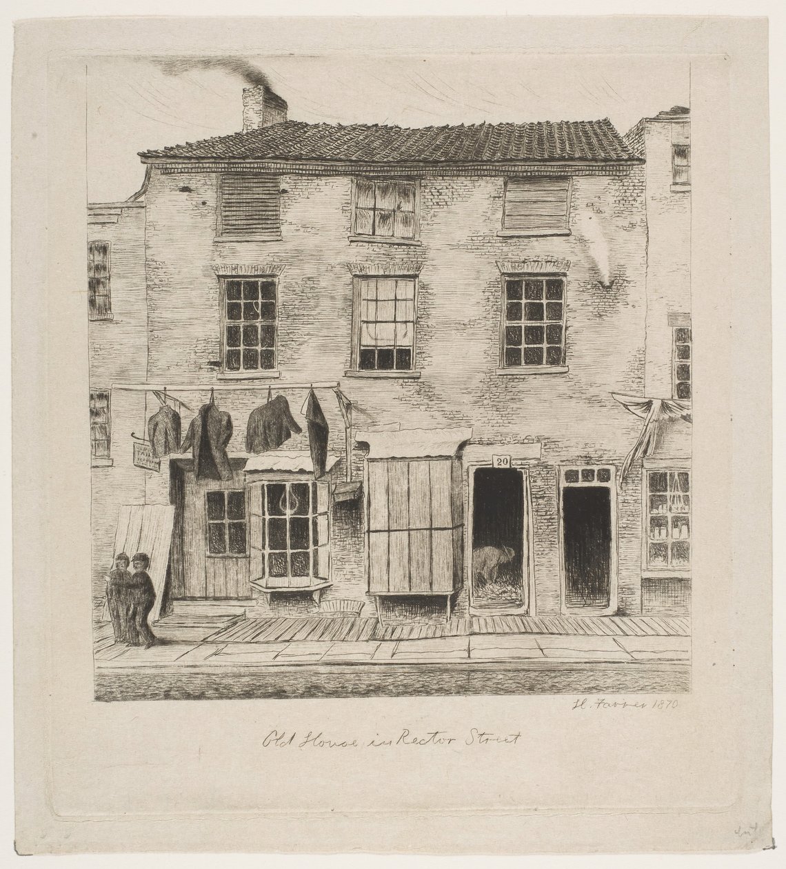Old House i Rector Street från Scenes of Old New York, 1870. av Henry Farrer