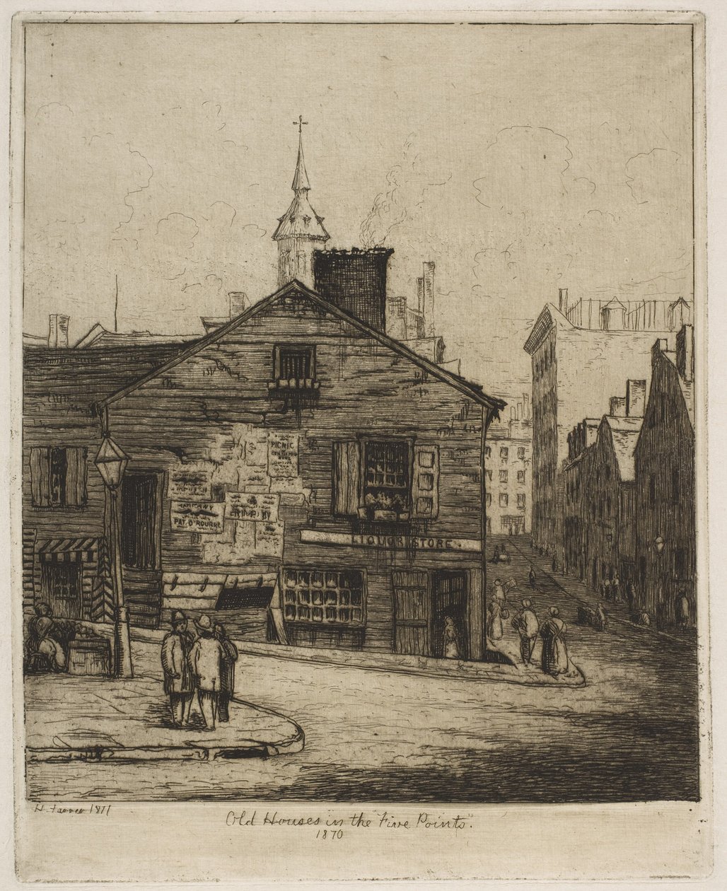 Gamla hus i ”Five Points”, 1870, ur ”Scenes of Old New York” av Henry Farrer