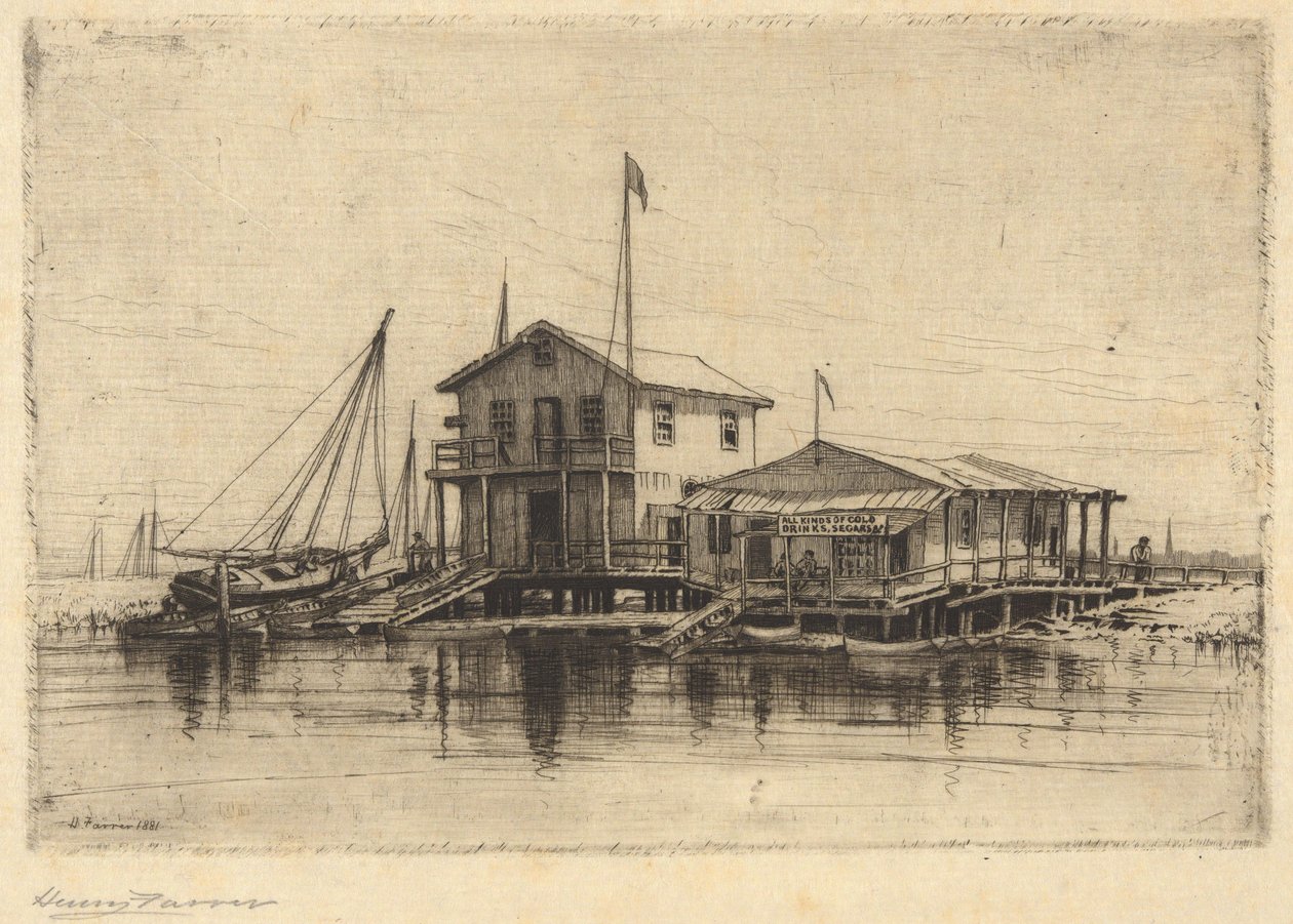 Vid bäcken, Long Island av Henry Farrer