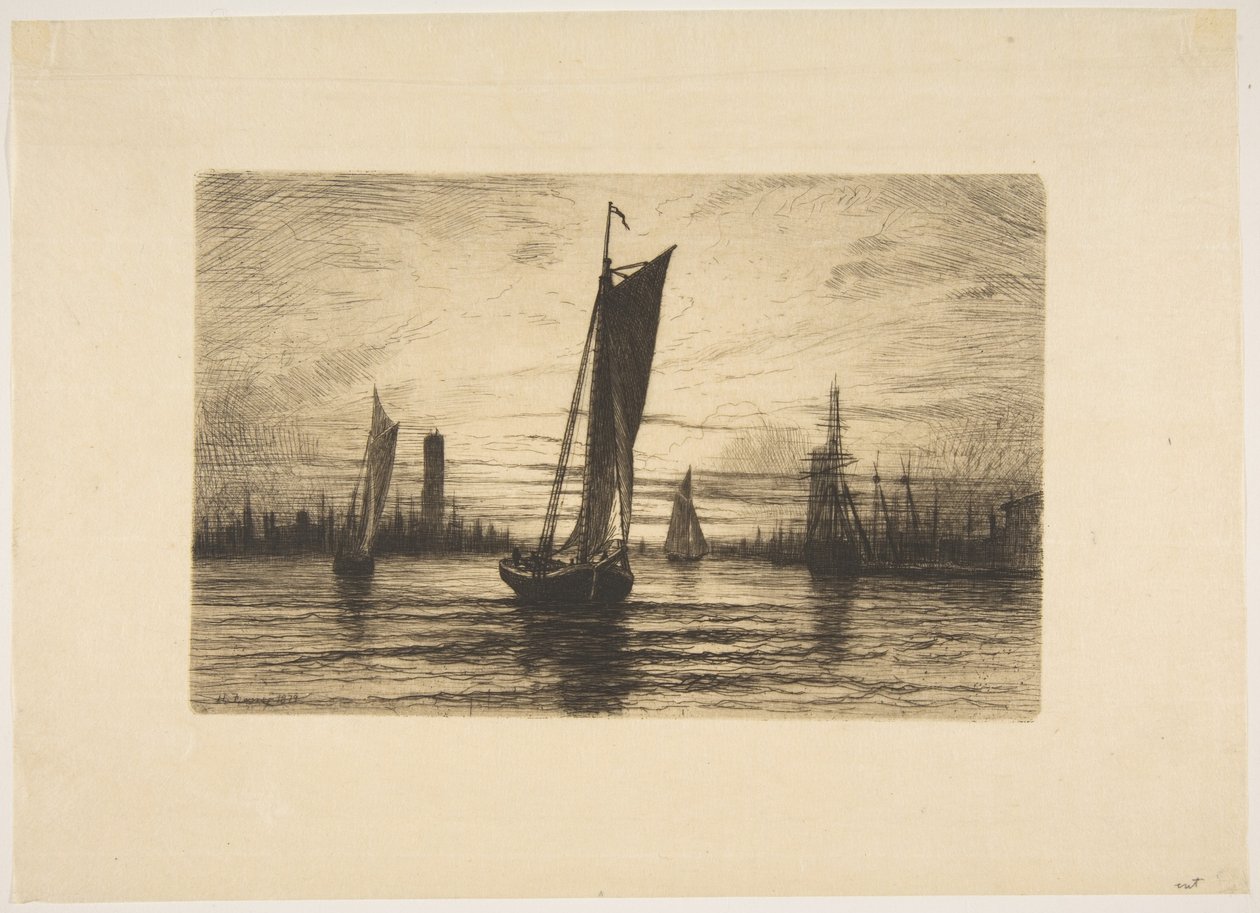 Solnedgång över East River av Henry Farrer