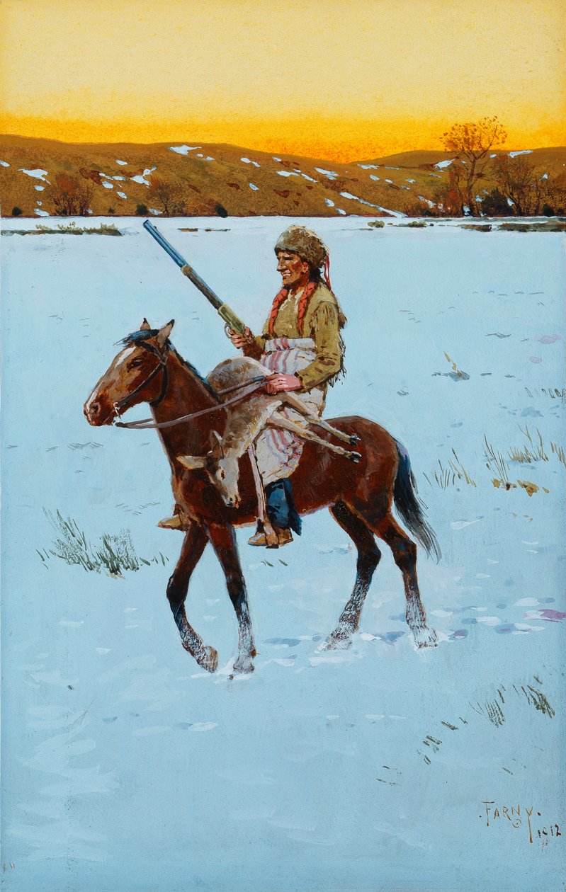 Indian som återvänder från jakten, 1912 av Henry Francois Farny