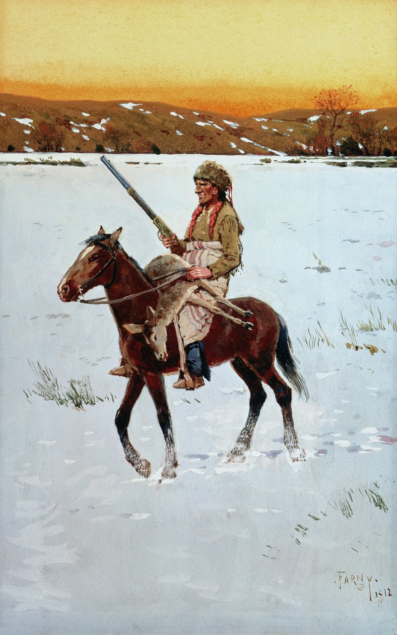 Indian återvänder från jakten, 1912 av Henry Francois Farny