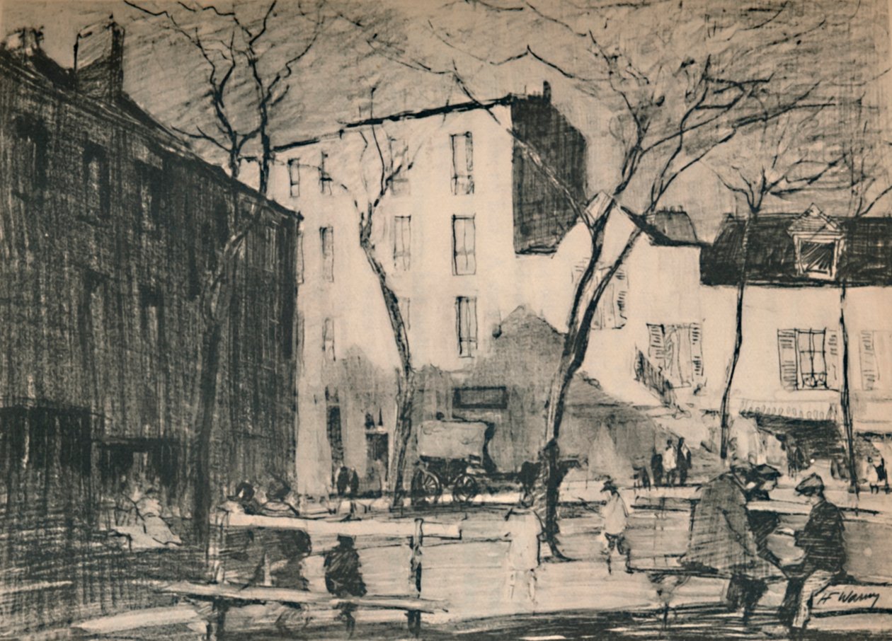 La Place Du Tertre Ett orört bytorg., c1927, 1927 av Henry Franks Waring