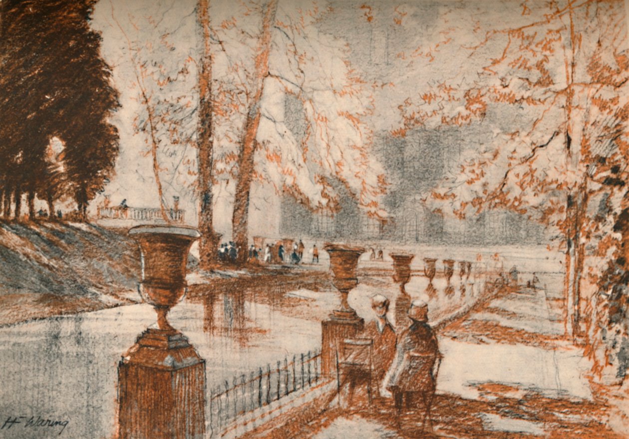 Luxemburg Paris älskar träd och barn., c1927, 1927 av Henry Franks Waring