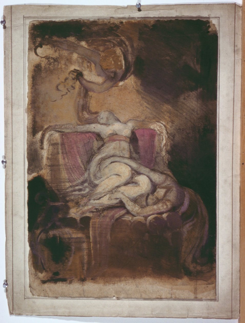 Skiss till "Dido på begravningsbålet" (recto); Erotisk skiss av man och kvinna (verso) av Henry Fuseli