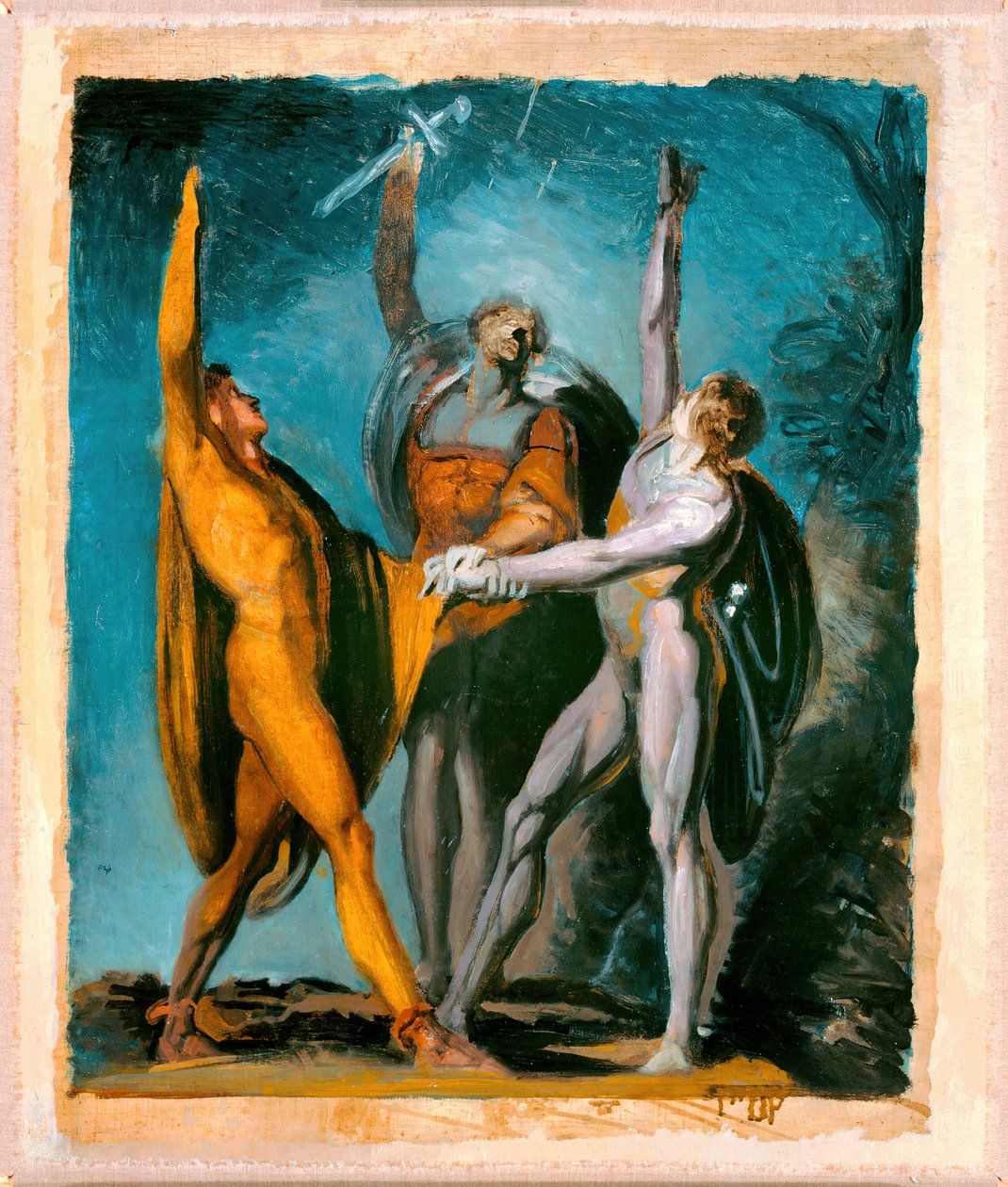 Skiss för ed på Rütli, kvinnlig figur a tergo, 177981, 178590 a tergo. av Johann Heinrich Füssli