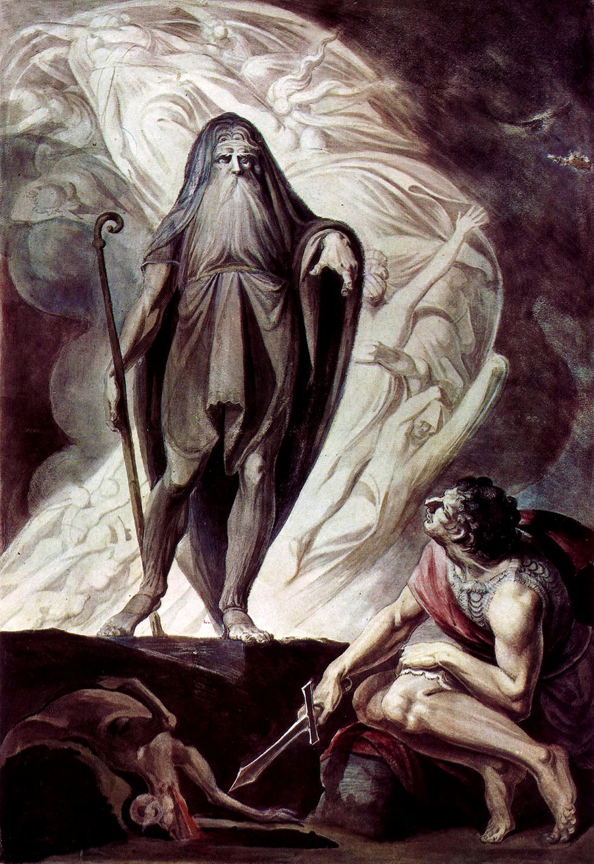 Theresias visar sig för Ulysseus under offret av Johann Heinrich Füssli
