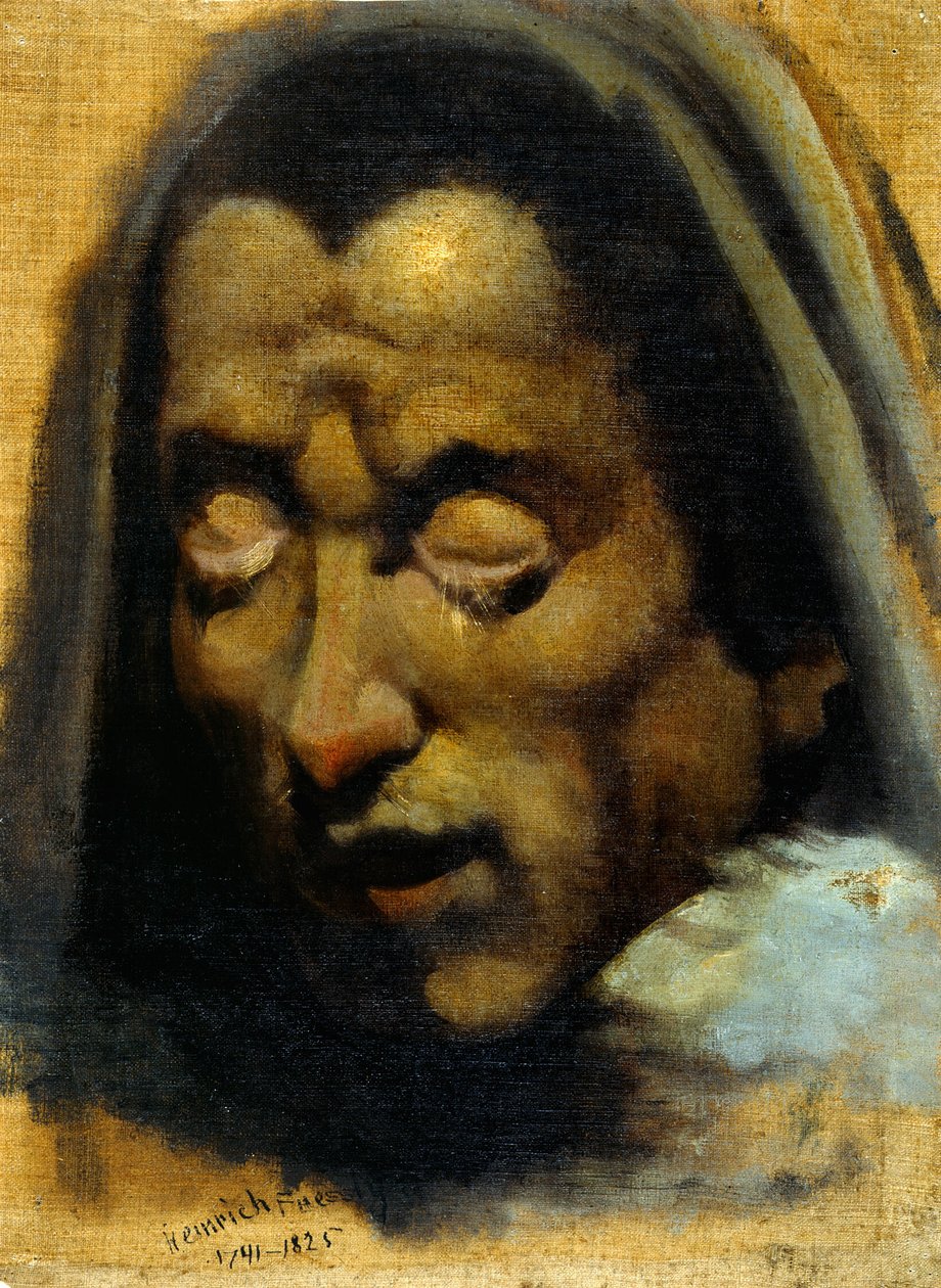 Två huvuden av fördömda själar från Dantes "Inferno" (fram- och baksida) av Henry Fuseli