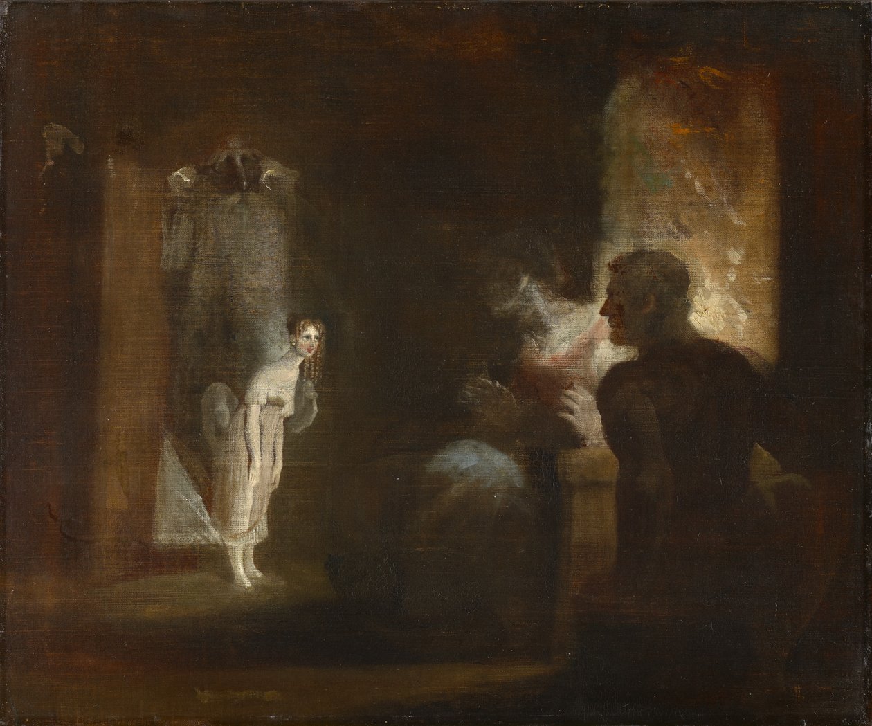 Undine går in i fiskarens och hans frus hus, 1821 av Johann Heinrich Füssli