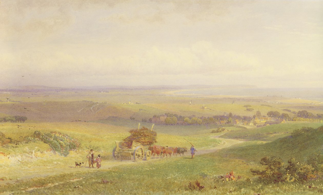 Pevensey Bay, Sussex, 1868 (wc, bc, grafit og skrabning på papir) sverige av Henry George Hine