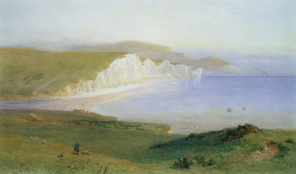 The Seven Sisters and the Mouth of the Cuckmere, 1881 (wc) av Henry George Hine