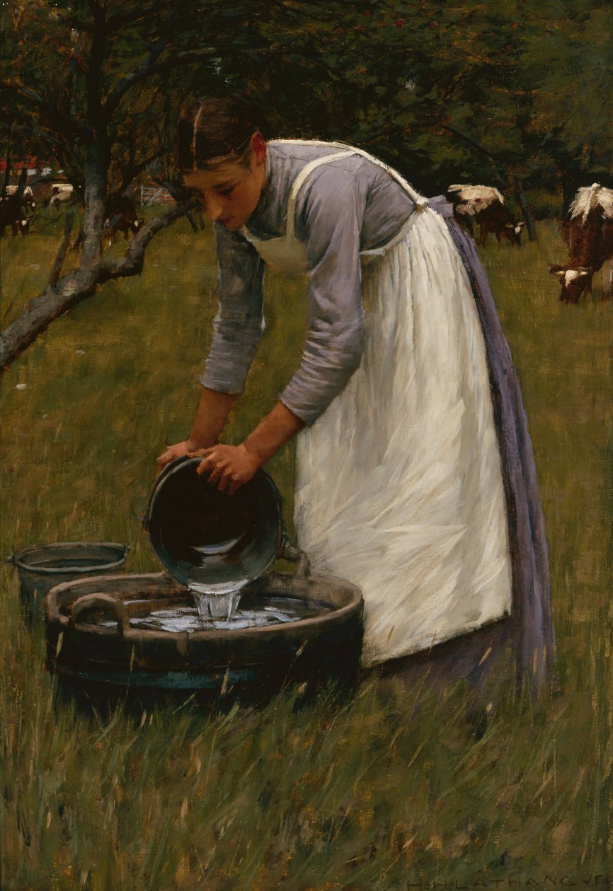 Watering the Cows (olja på duk) av Henry Herbert La Thangue