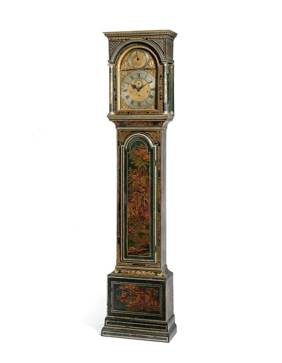 George III blå Japansk kvarts slående lång boettklocka, York, ca 1760 (trä & metall) (se även 615808) av Henry Hindley