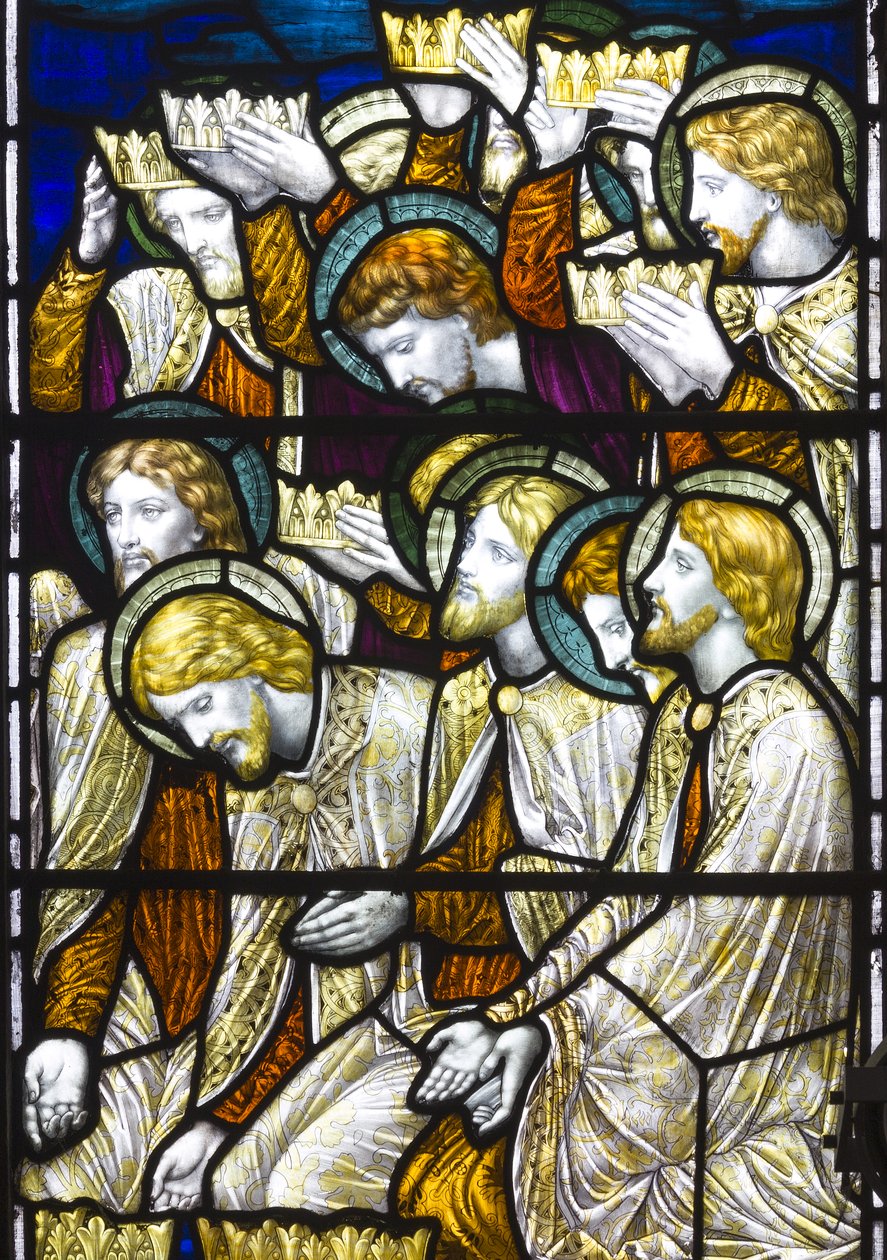 Tillbedjan av lammet, 1884 (målat glas) av Henry Holiday