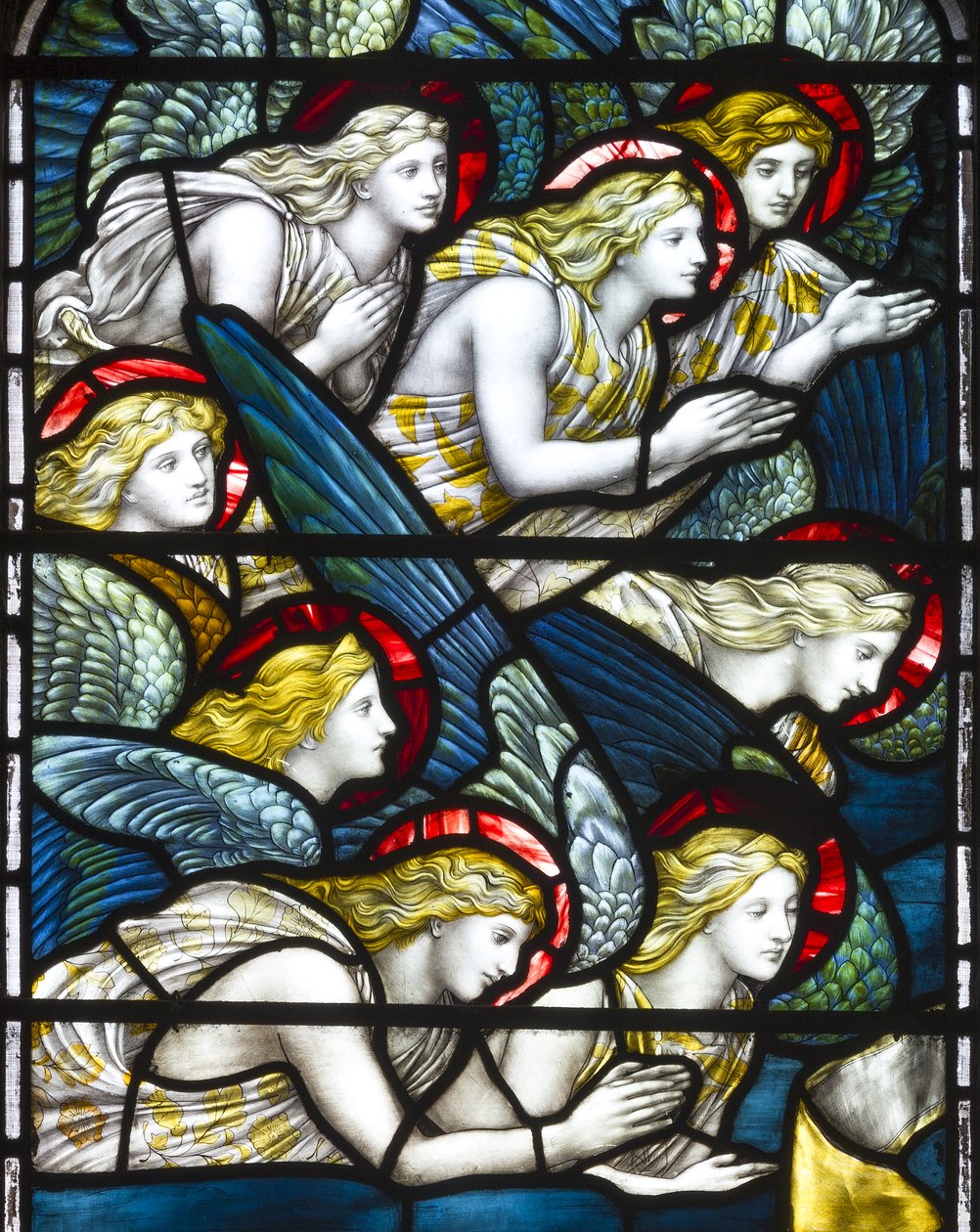 Änglar, Tillbedjan av lammet, 1884 (målat glas) av Henry Holiday