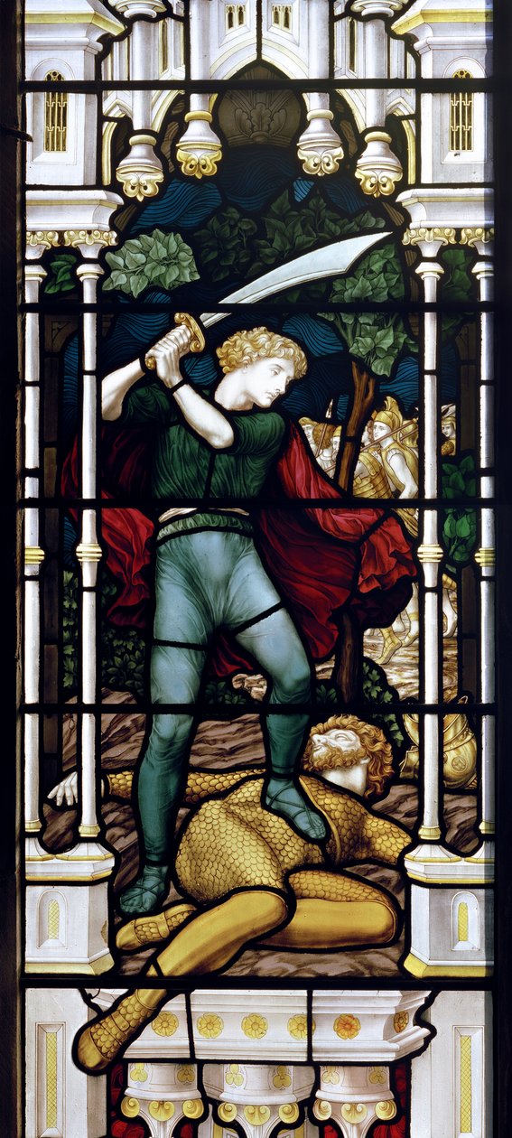 David & Goliath, 1881-83 (målat glas) av Henry Holiday