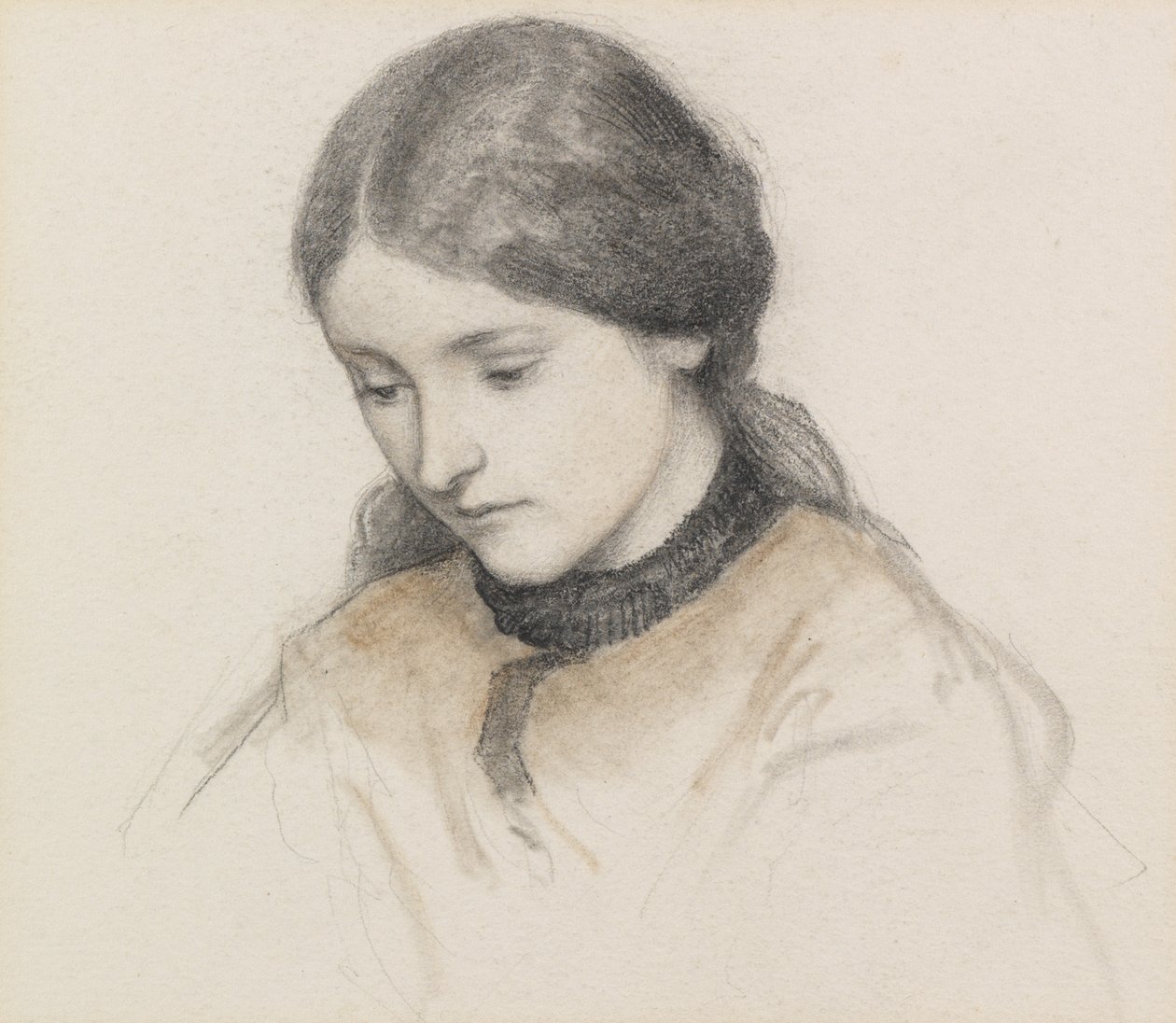 Head of a Girl (penna och krita) av Henry Holiday