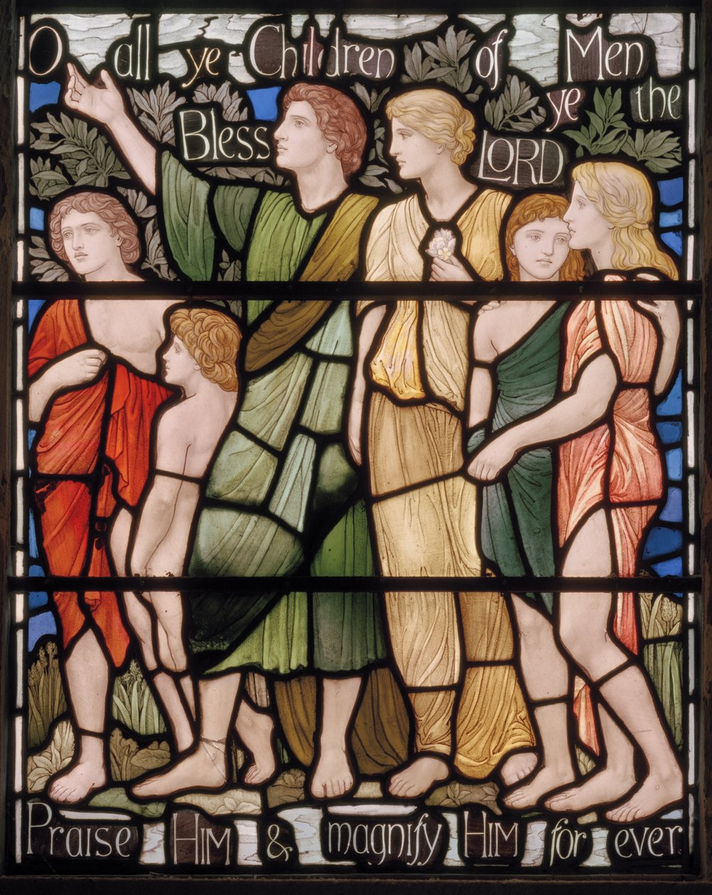 O All Ye Children Of Men, Benedicite Fönsterdetalj, ca 1895 (målat glas) av Henry Holiday