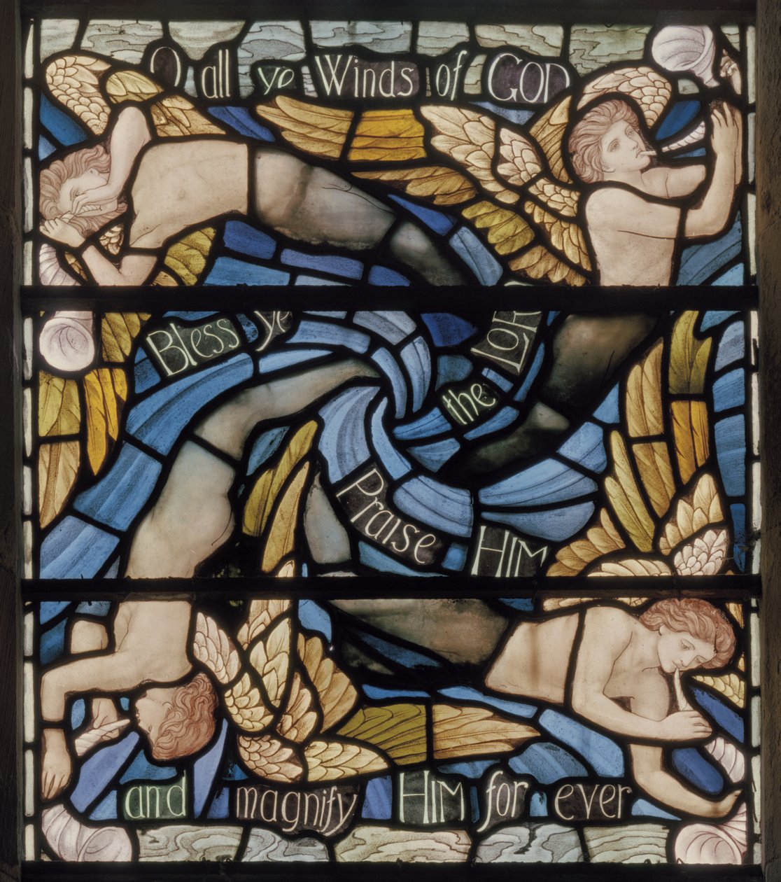 O All Ye Winds Of The Gods, Benedicite Fönsterdetalj, ca 1895 (målat glas) av Henry Holiday