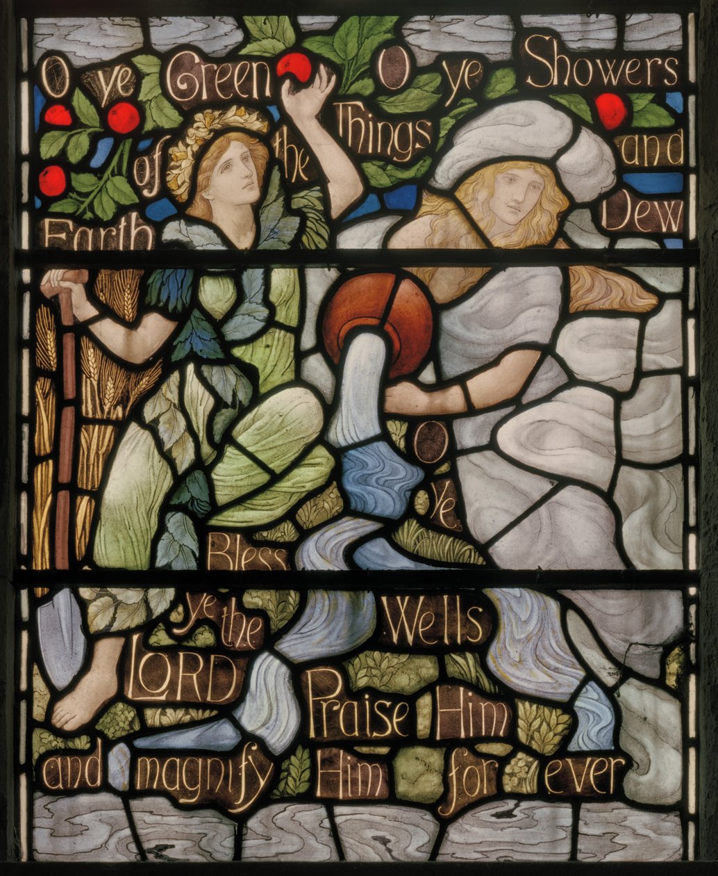 O Ye Green Things, Benedicite Fönsterdetalj, ca 1895 (målat glas) av Henry Holiday