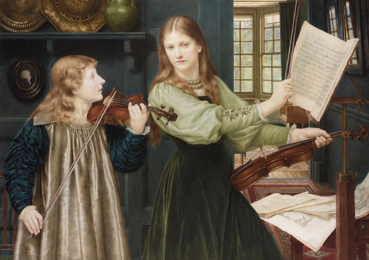 Förrafaelitiska målningar: Duet par Holiday, Henry (1839-1927). Akvarell på kartong, 78x108. Privat samling av Henry Holiday