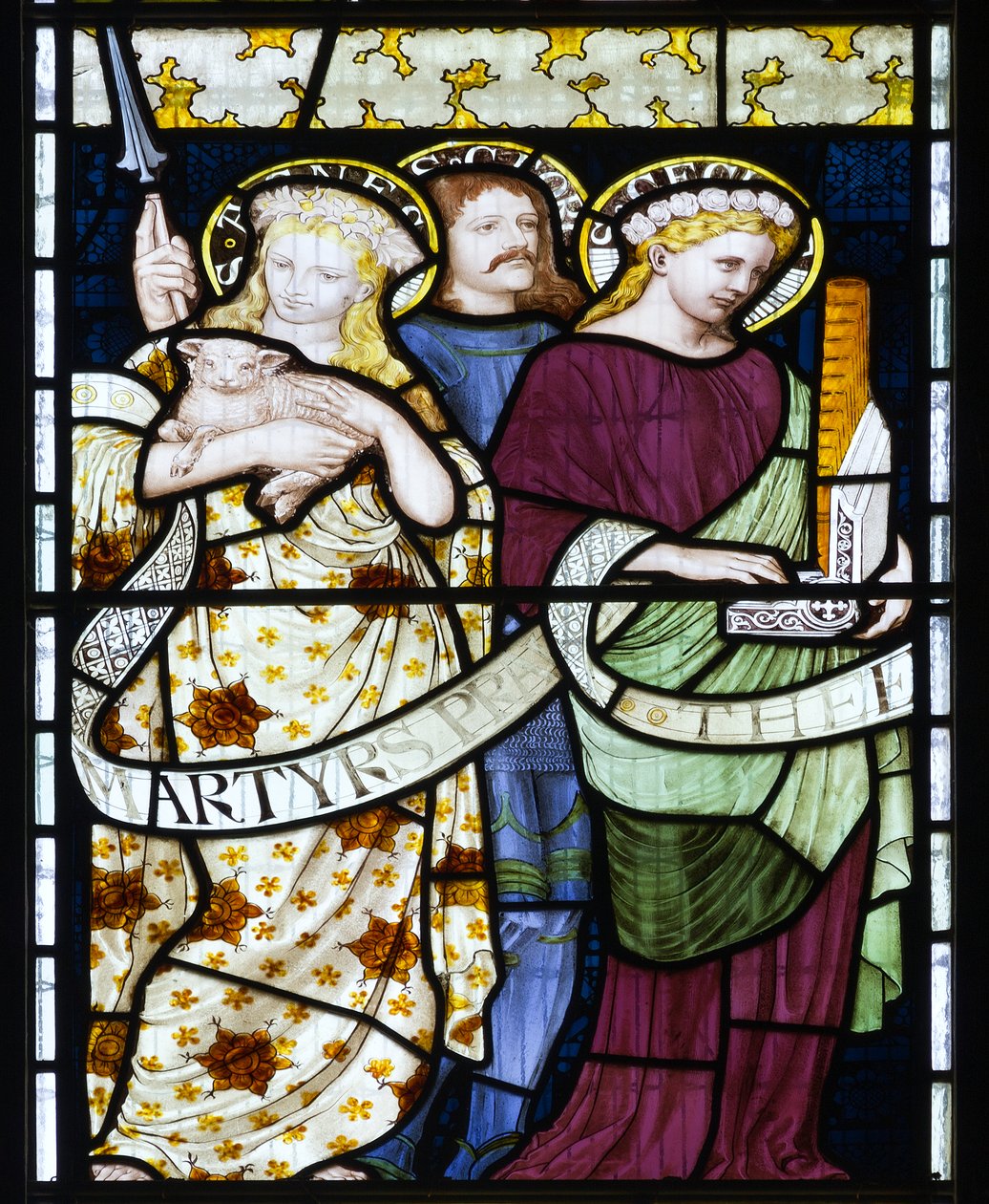 St Cecilia, St Agnes & St George, ca 1872 (målat glas) av Henry Holiday