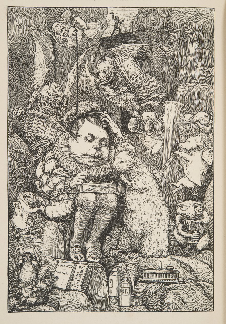 The Beaver tog med papper, portfolio och pennor, från The Hunting of the Snark, an Agony in Eight Fits, av Lewis Carroll, pub. 1876 av Henry Holiday