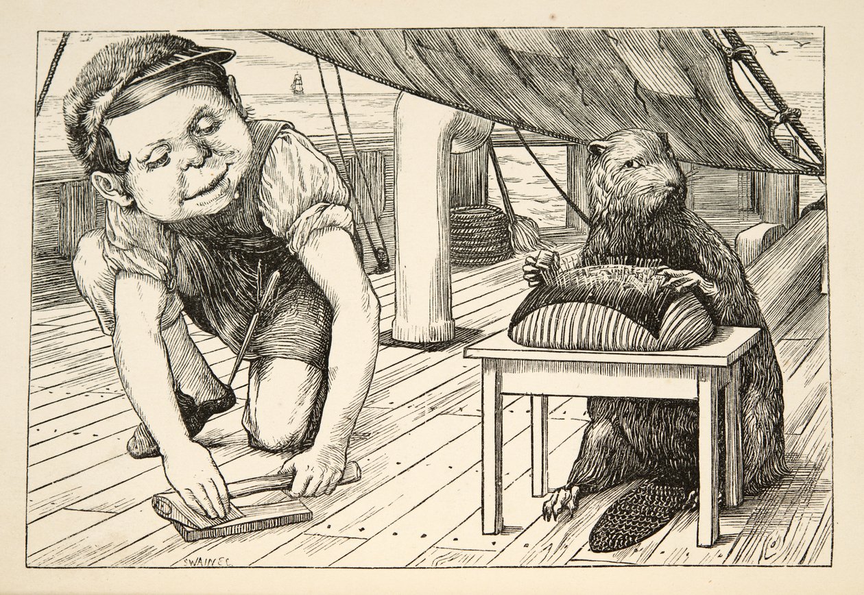 Bävern tittade åt andra hållet", ur "The Hunting of the Snark, an Agony in Eight Fits" av Lewis Carroll, pub. 1876 av Henry Holiday