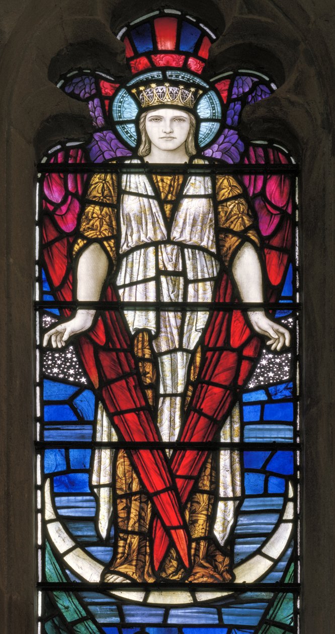 Yeovil, St John The Baptist, Lowndes & Drury, Henry Holiday, The Angel of Victory, 1917-18 av Henry Holiday