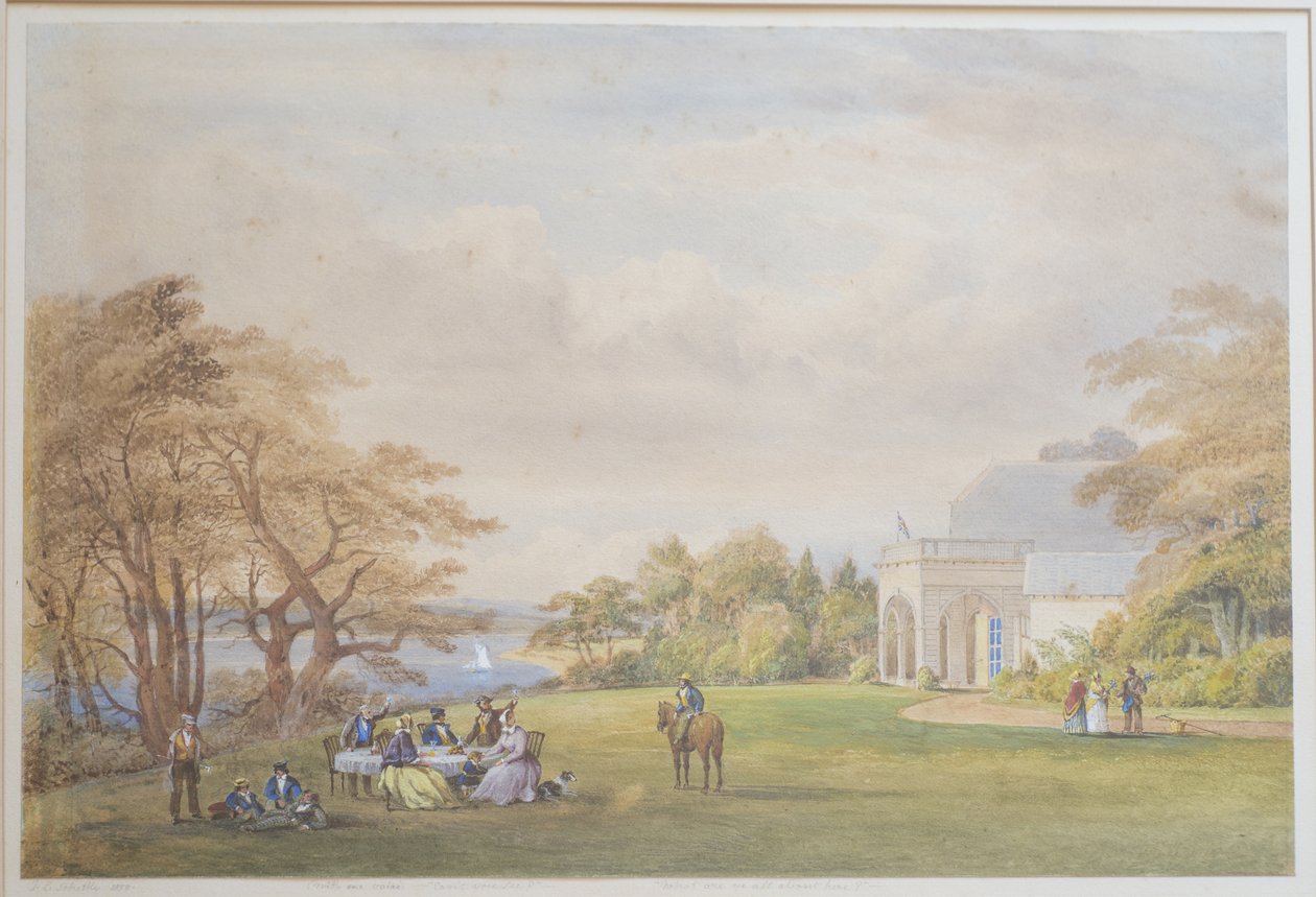 Drummond Family på Bournehill Cottage, 1858 (wc på papper) av Henry Holland