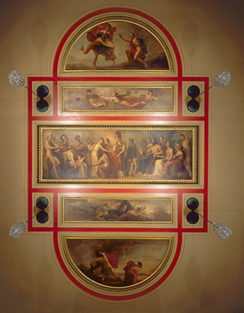 Taket i biblioteket och matsalen, med en bild av Pandoras legend, ca 1834 av Henry Howard