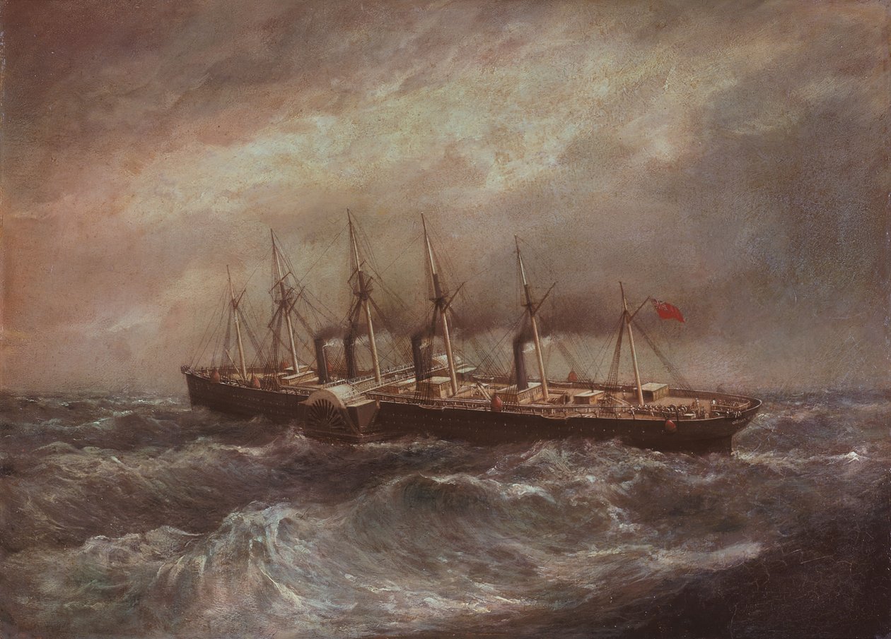 Ångfartyget "Great Eastern" (1858) lade den första framgångsrika Atlantkabeln av Henry Hugh Clifford