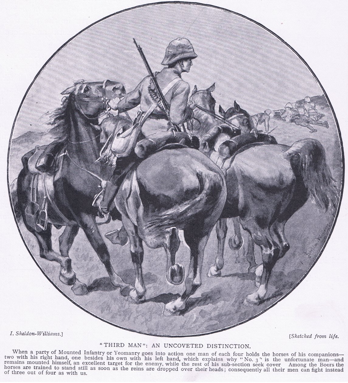 Tredje man en avslöjad distinktion, från After Pretoria: The Guerilla War publicerad av Harmsworth Brothers Limited, 1901 av Henry Inglis Jodrel Sheldon Williams