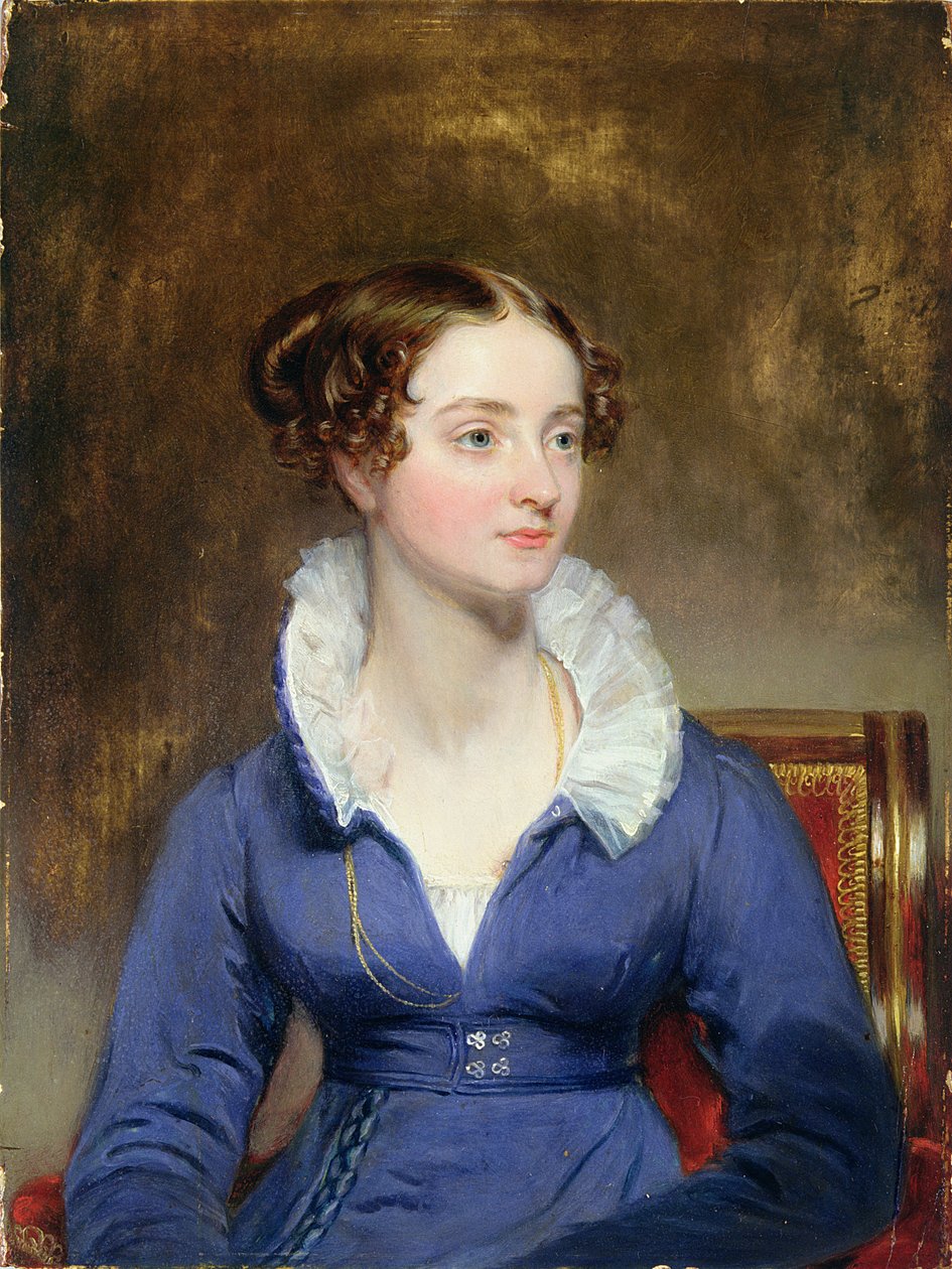 Ung kvinna i en blå klänning, ca 1825 av Henry Inman