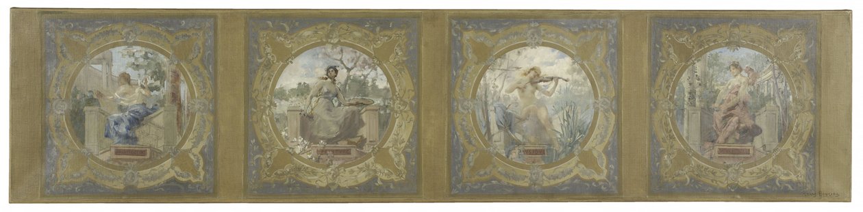 Skiss för Lobau-galleriet i Paris stadshus: Les Arts av Henry Jean Louis Boureau