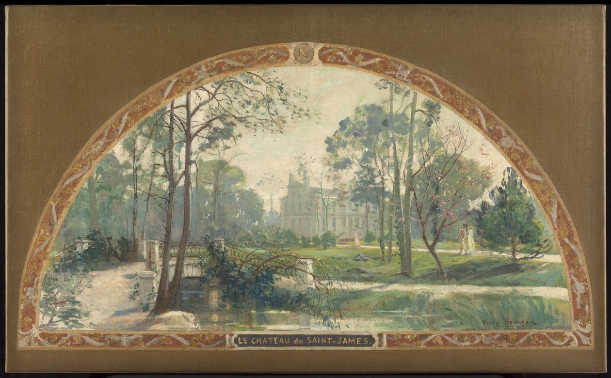 Skiss till den stora trappan i stadshuset i Neuilly-sur-Seine: Le château de Saint-James, mellan 1908 och 1912 (olja på duk) av Henry Jean Louis Boureau
